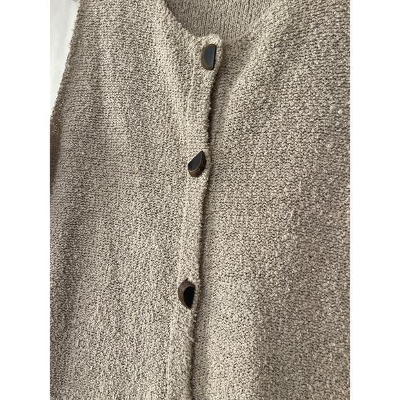 Ann Trinity Sweater Vest Silk & Linen Beige Wood Button Detail Women's XL - Picture 4 of 5